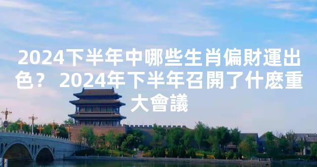 2024下半年中哪些生肖偏財運出色？ 2024年下半年召開了什麽重大會議